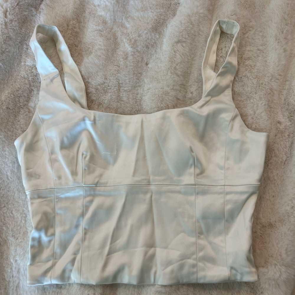 Wilfred Cream Satin Crop Top
